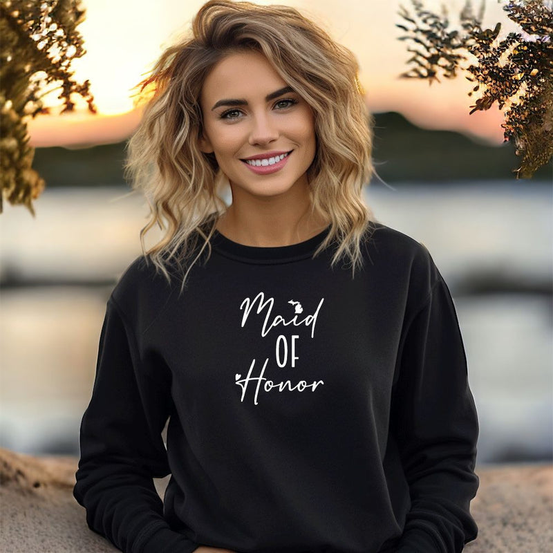 "Michigan Maid Of Honor"Relaxed Fit Classic Crew Sweatshirt