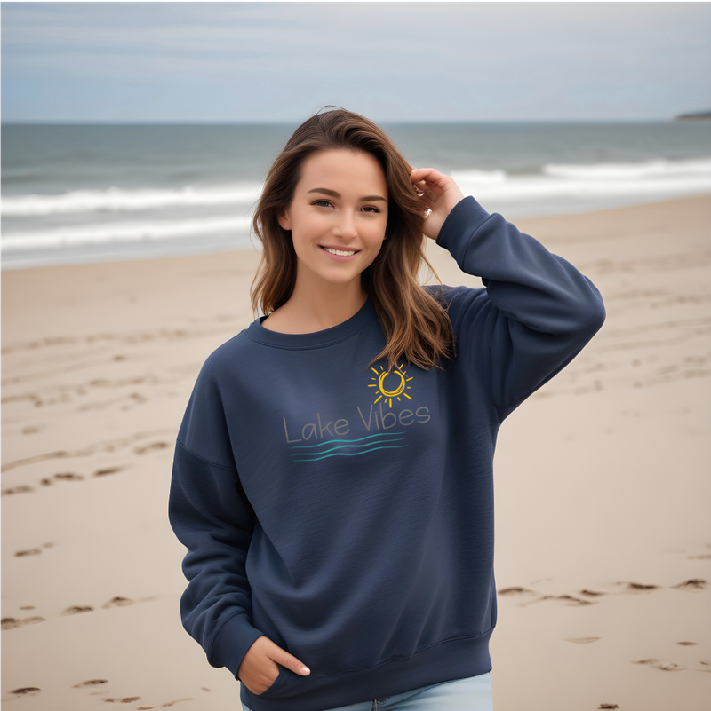 "Lake Vibes"Relaxed Fit Classic Crew Unisex Sweatshirt