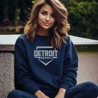 "Detroit Baseball"Relaxed Fit Classic Crew Sweatshirt