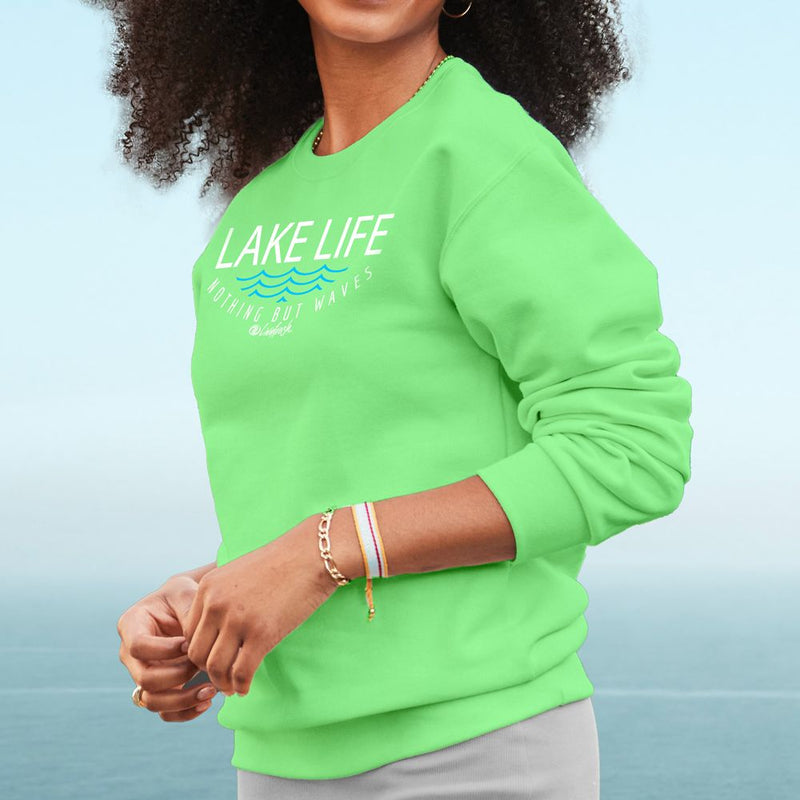 "Lake Life WAVES"Relaxed Fit Bright Classic Crew Unisex Sweatshirt
