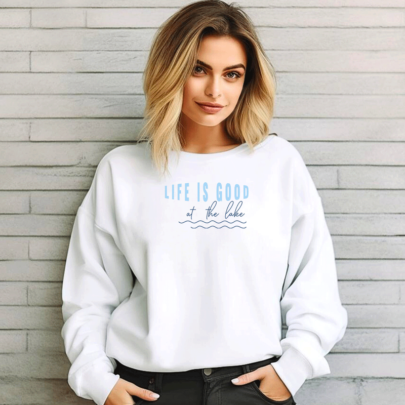 "Life Is Good"Relaxed Fit Classic Crew Sweatshirt