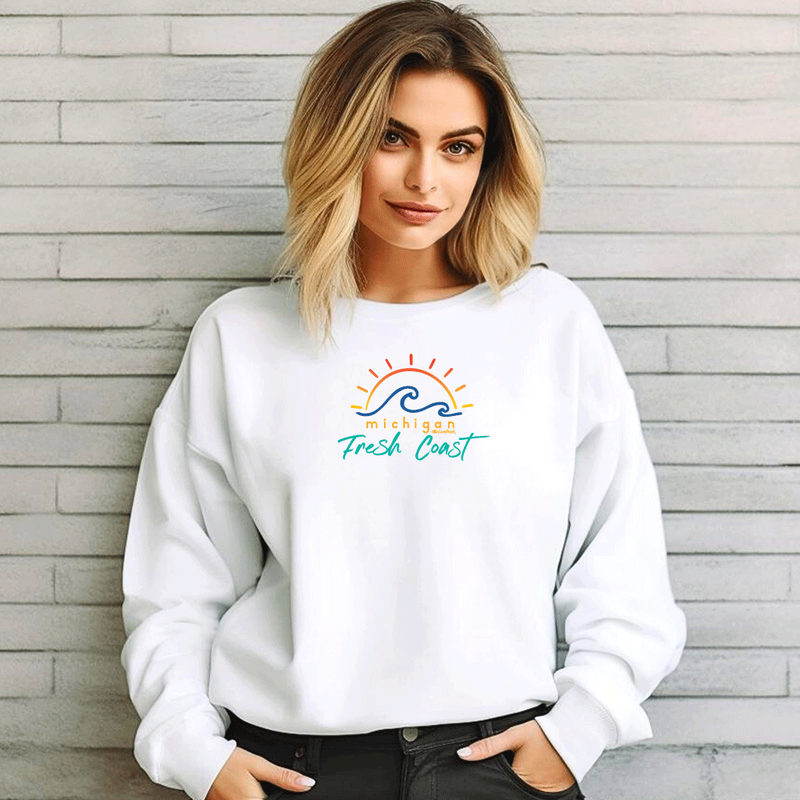 "Sunshine On The Fresh Coast"Relaxed Fit Classic Crew Sweatshirt