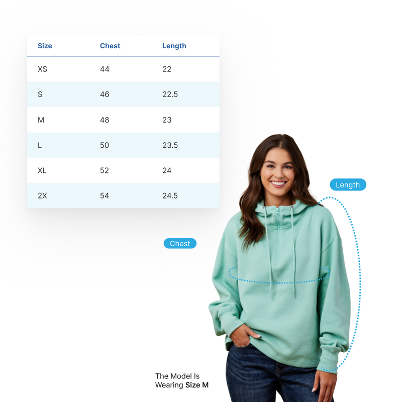 "Little Love"Women's Relaxed Fit 1/4 Zip Scuba Neck