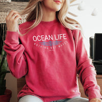 "Ocean Life"Relaxed Fit Stonewashed Crew Sweatshirt