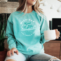 "Michigan Kind Of Life"Relaxed Fit Stonewashed Crew Sweatshirt
