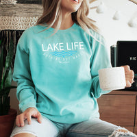 "Lake Life WAVES"Relaxed Fit Stonewashed Crew Sweatshirt