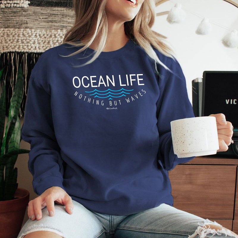 "Ocean Life"Relaxed Fit Stonewashed Crew Sweatshirt