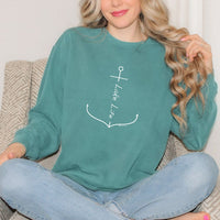 "Lake Life Anchor"Relaxed Fit Stonewashed Crew Sweatshirt