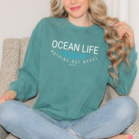 "Ocean Life"Relaxed Fit Stonewashed Crew Sweatshirt