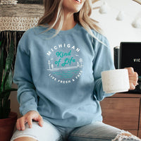 "Michigan Kind Of Life"Relaxed Fit Stonewashed Crew Sweatshirt