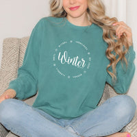 "All Things Winter"Relaxed Fit Stonewashed Crew Sweatshirt