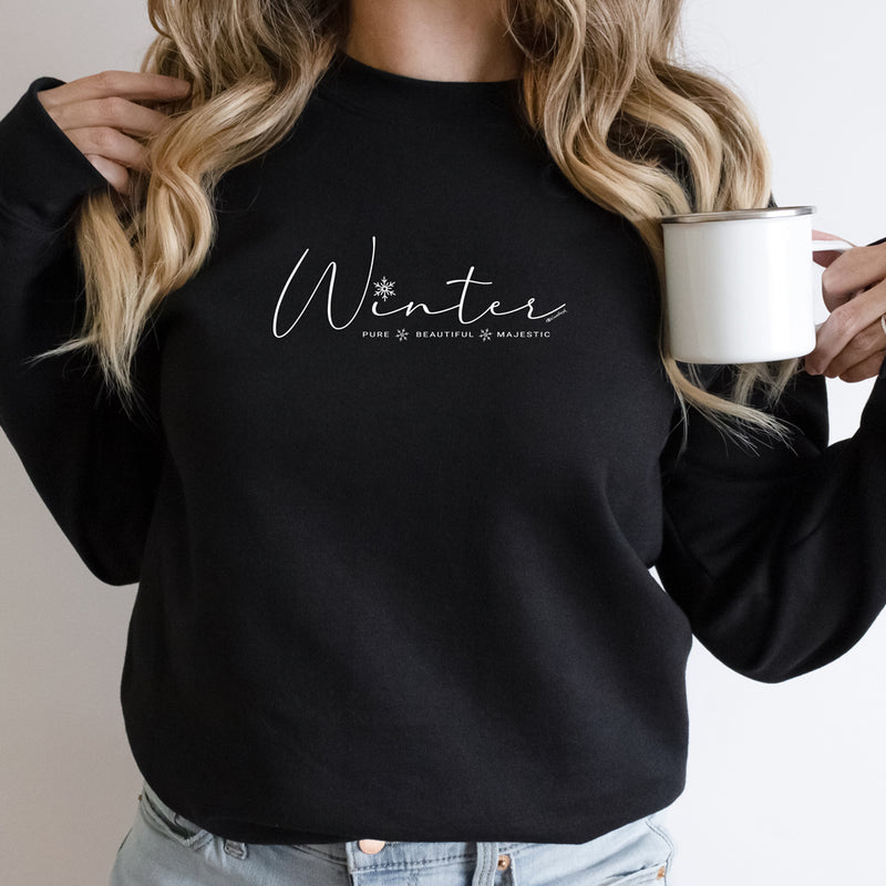 "Winter Majestic"Relaxed Fit Angel Fleece Pullover Crew