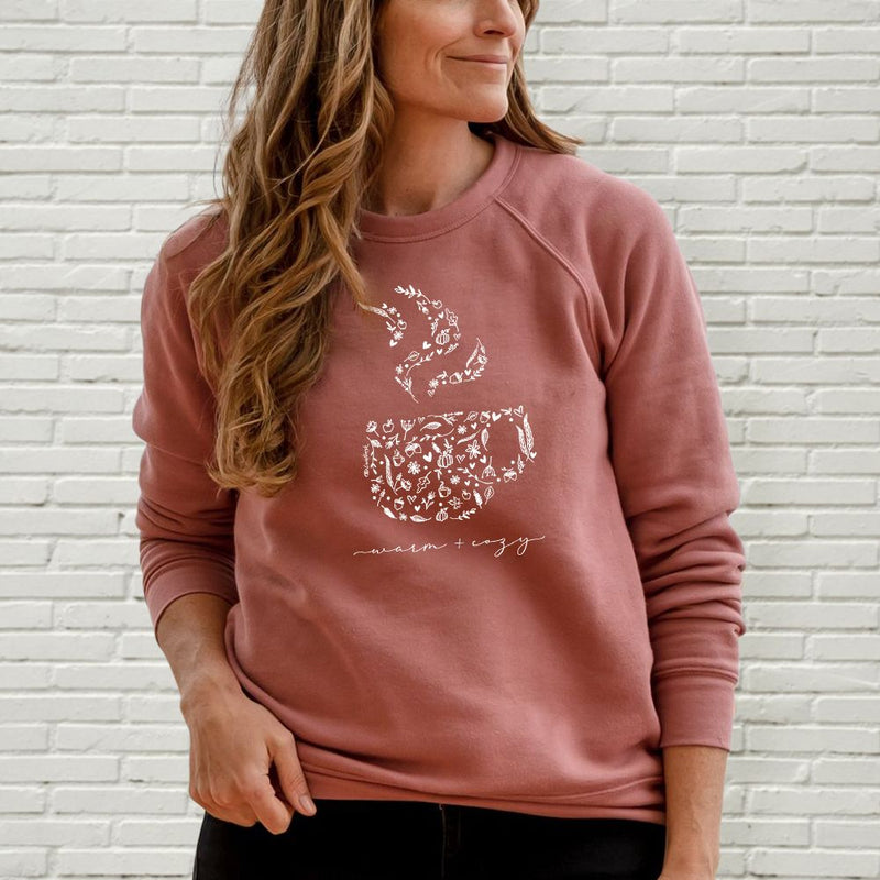 "Warm &Cozy"Relaxed Fit Angel Fleece Pullover Crew
