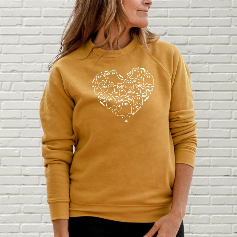 "I Love Boo"Relaxed Fit Angel Fleece Pullover Unisex Crew