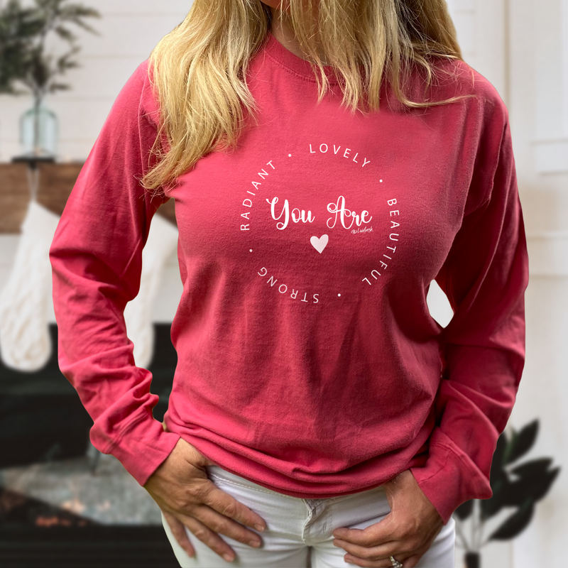 "You Are Loved"Relaxed Fit Stonewashed Long Sleeve T-Shirt