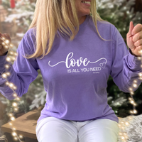 "Love Is All You Need"Relaxed Fit Stonewashed Long Sleeve T-Shirt