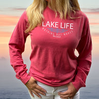 "Lake Life WAVES"Relaxed Fit Stonewashed Long Sleeve Unisex T-Shirt