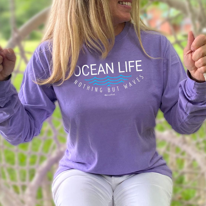 "Ocean Life"Relaxed Fit Stonewashed Long Sleeve T-Shirt