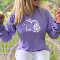 "Great Lakes Rocks"Relaxed Fit Stonewashed Long Sleeve T-Shirt