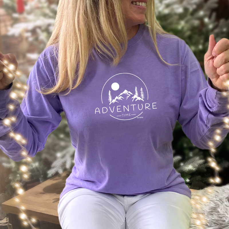 "Time For Adventure"Relaxed Fit Stonewashed Long Sleeve T-Shirt