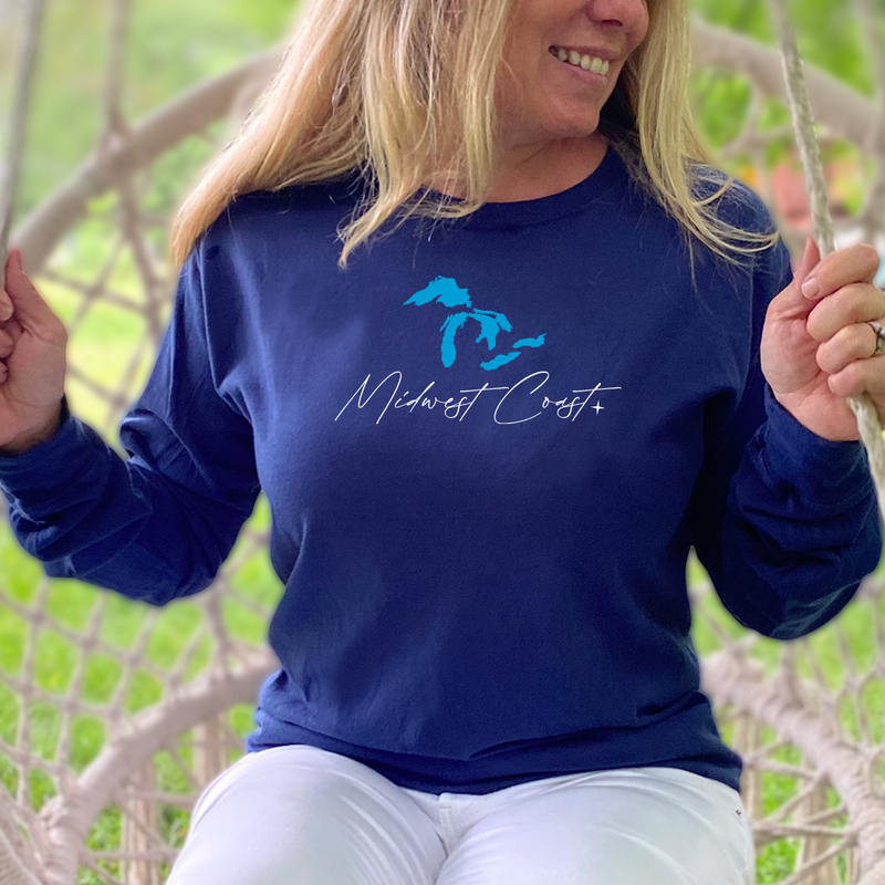 "Midwest Coast"Relaxed Fit Stonewashed Long Sleeve Unisex T-Shirt