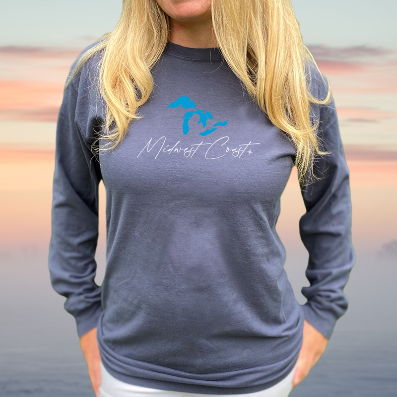"Midwest Coast"Relaxed Fit Stonewashed Long Sleeve Unisex T-Shirt