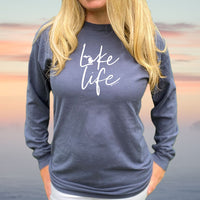 "Life On The Lake"Relaxed Fit Stonewashed Long Sleeve T-Shirt