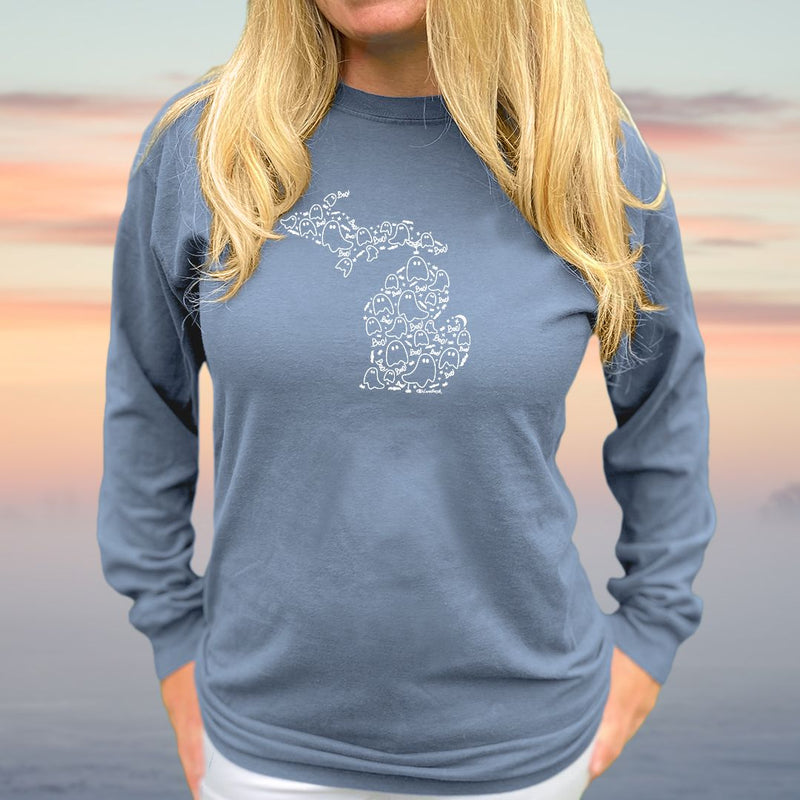 "Spooky Night"Relaxed Fit Stonewashed Long Sleeve T-Shirt