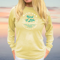 "Michigan Kind Of Life"Relaxed Fit Stonewashed Long Sleeve T-Shirt