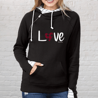 "For The Love Of Plaid"Women's Striped Double Hood Pullover