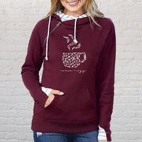 "Warm &Cozy"Women's Striped Double Hood Pullover