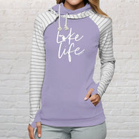 "Life On The Lake"Women's Striped Double Hood Pullover
