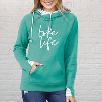 "Life On The Lake"Women's Striped Double Hood Pullover