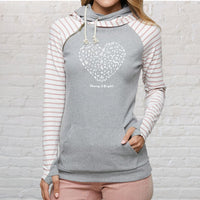 "Merry &Bright"Women's Striped Double Hood Pullover