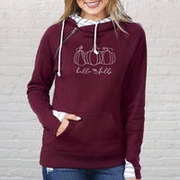 "Hello Pumpkin"Women's Striped Double Hood Pullover