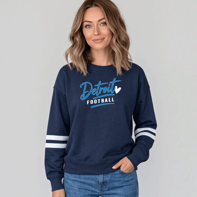 "Detroit Football"Women's Varsity Fleece Crew Sweatshirt
