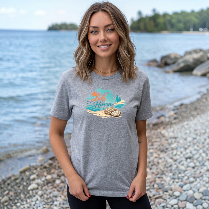 "Lake Huron Petoskey Stone"Relaxed Fit Crew Unisex T-Shirt