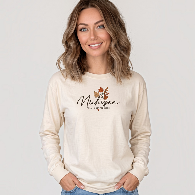 "MI Fall is Better Here"Relaxed Fit Long Sleeve Unisex T-Shirt