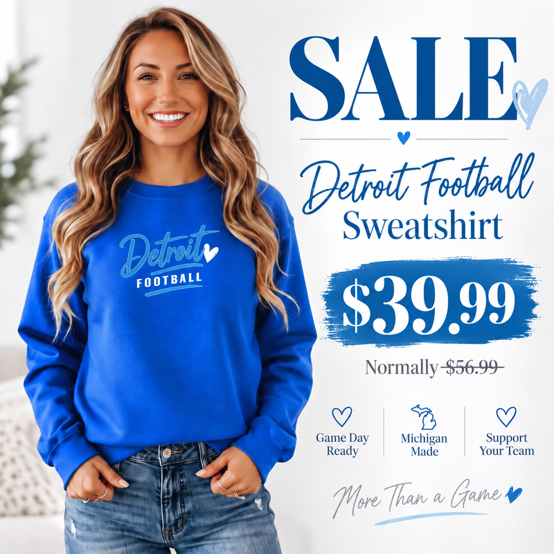 "Detroit Football"Relaxed Fit Classic Crew Unisex Sweatshirt FLASH SALE