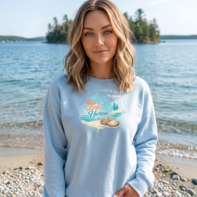 "Lake Huron Petoskey Stone"Relaxed Fit Classic Crew Unisex Sweatshirt