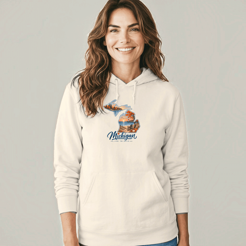 "Michigan Fall Livin The Dream"Relaxed Fit Classic Unisex Hoodie