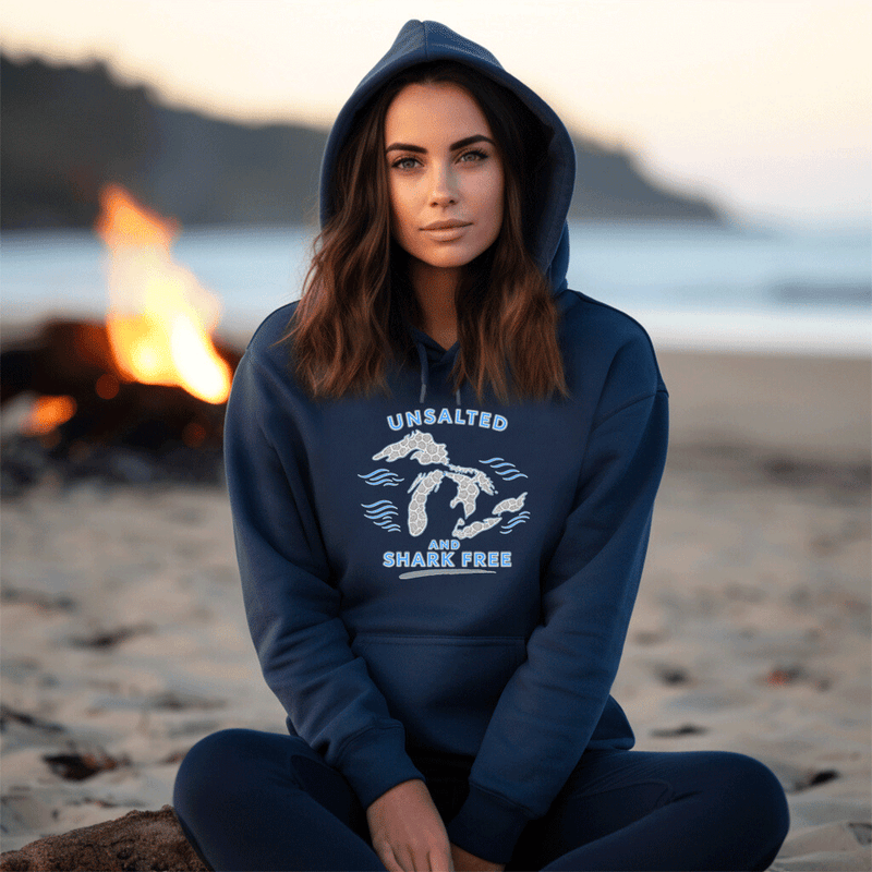 "Great Lakes Shark Free"Relaxed Fit Classic Unisex Hoodie