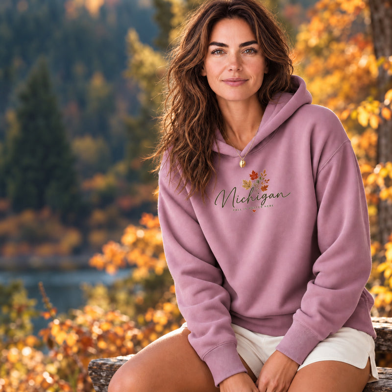 "MI Fall is Better Here"Women's Midi Length Oversize Hoodie