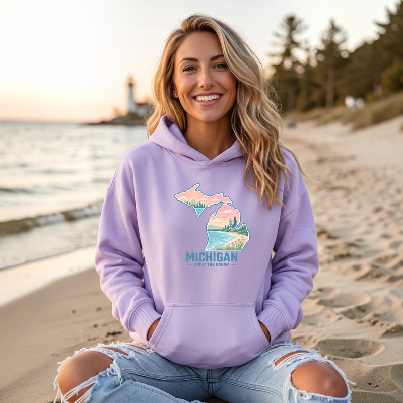 "Livin'The Dream In Michigan"Relaxed Fit Classic Unisex Hoodie