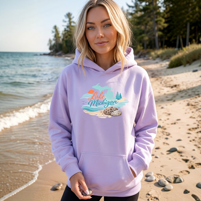 "Lake Michigan Petoskey Stone"Relaxed Fit Classic Unisex Hoodie