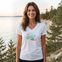 "Lake Huron Petoskey Stone"Women's V-Neck