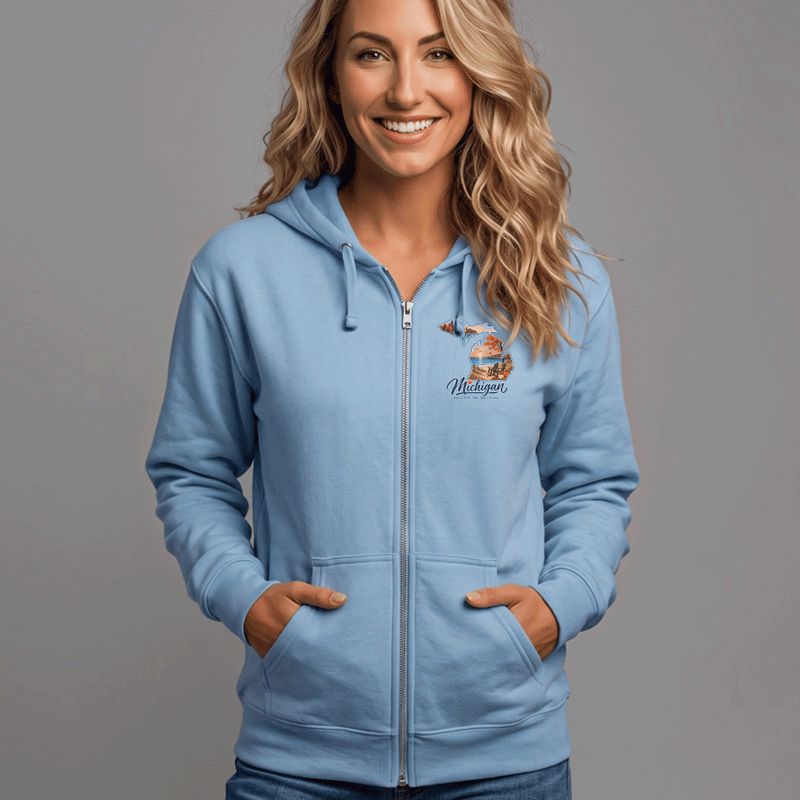 "Michigan Fall Livin The Dream"Basic Full Zip Unisex Hoodie