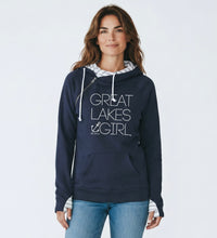 "Great Lakes Girl"Women's Striped Double Hood Pullover