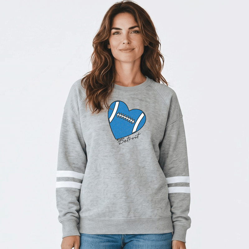 "Love Detroit"Women's Varsity Fleece Crew Sweatshirt