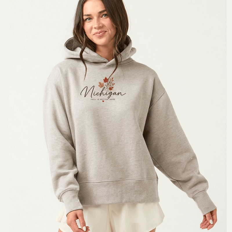 "MI Fall is Better Here"Women's Midi Length Oversize Hoodie